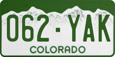 CO license plate 062YAK