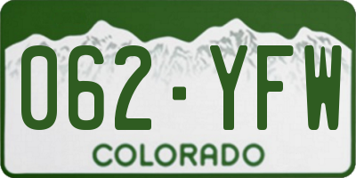 CO license plate 062YFW