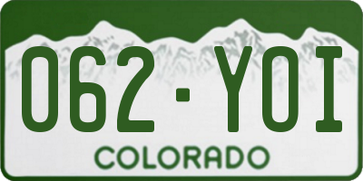 CO license plate 062YOI