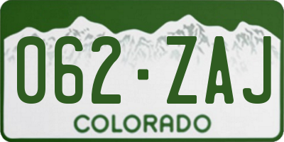 CO license plate 062ZAJ