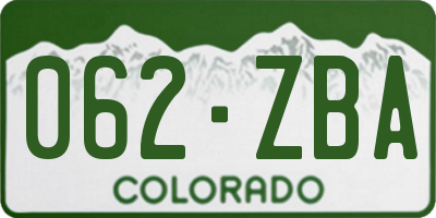 CO license plate 062ZBA
