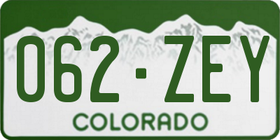 CO license plate 062ZEY