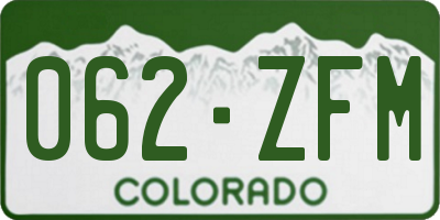 CO license plate 062ZFM