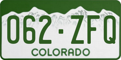 CO license plate 062ZFQ