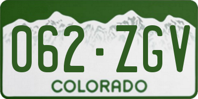 CO license plate 062ZGV