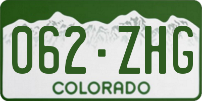 CO license plate 062ZHG