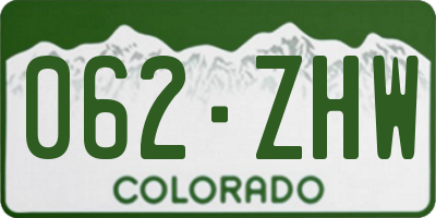 CO license plate 062ZHW