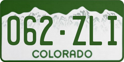 CO license plate 062ZLI