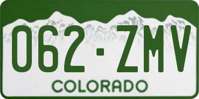 CO license plate 062ZMV