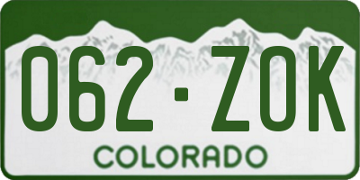 CO license plate 062ZOK