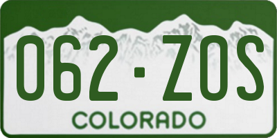 CO license plate 062ZOS