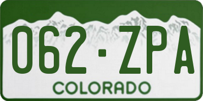 CO license plate 062ZPA