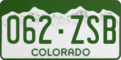 CO license plate 062ZSB