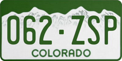 CO license plate 062ZSP