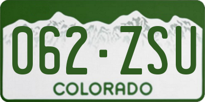 CO license plate 062ZSU