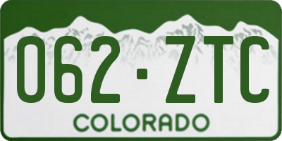 CO license plate 062ZTC
