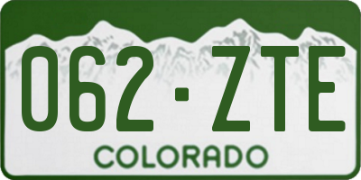 CO license plate 062ZTE