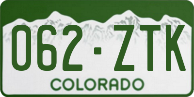 CO license plate 062ZTK
