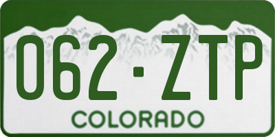 CO license plate 062ZTP