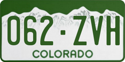 CO license plate 062ZVH