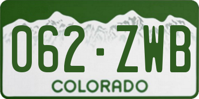 CO license plate 062ZWB