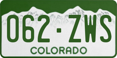 CO license plate 062ZWS