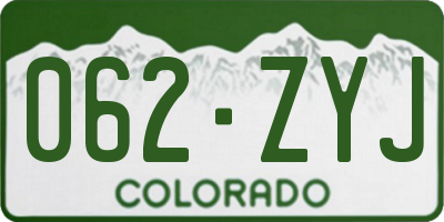 CO license plate 062ZYJ