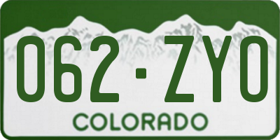 CO license plate 062ZYO
