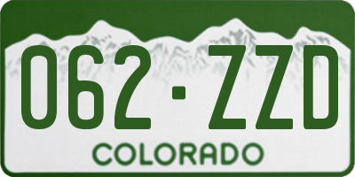 CO license plate 062ZZD