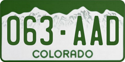 CO license plate 063AAD