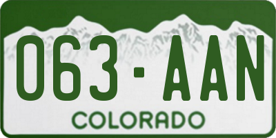 CO license plate 063AAN