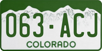 CO license plate 063ACJ