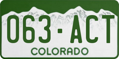 CO license plate 063ACT