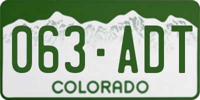 CO license plate 063ADT