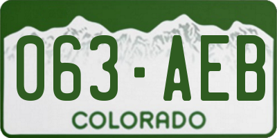 CO license plate 063AEB