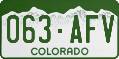 CO license plate 063AFV