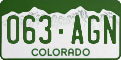 CO license plate 063AGN