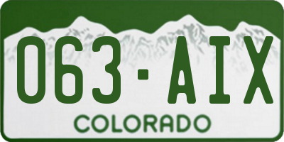 CO license plate 063AIX