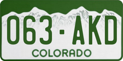 CO license plate 063AKD