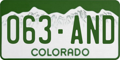 CO license plate 063AND