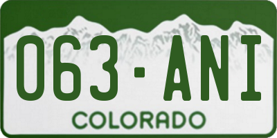 CO license plate 063ANI