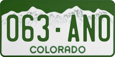 CO license plate 063ANO