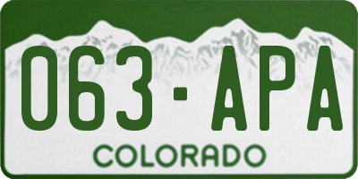 CO license plate 063APA