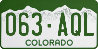 CO license plate 063AQL