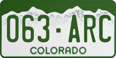 CO license plate 063ARC