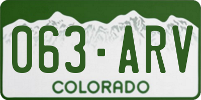 CO license plate 063ARV