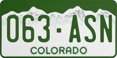 CO license plate 063ASN