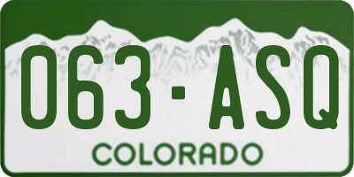 CO license plate 063ASQ