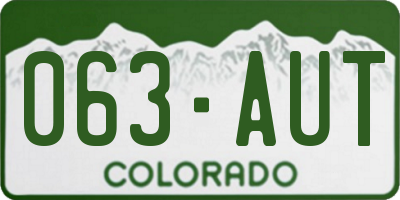 CO license plate 063AUT