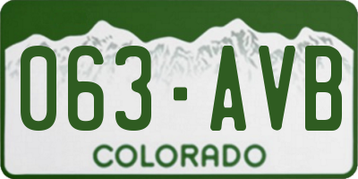 CO license plate 063AVB